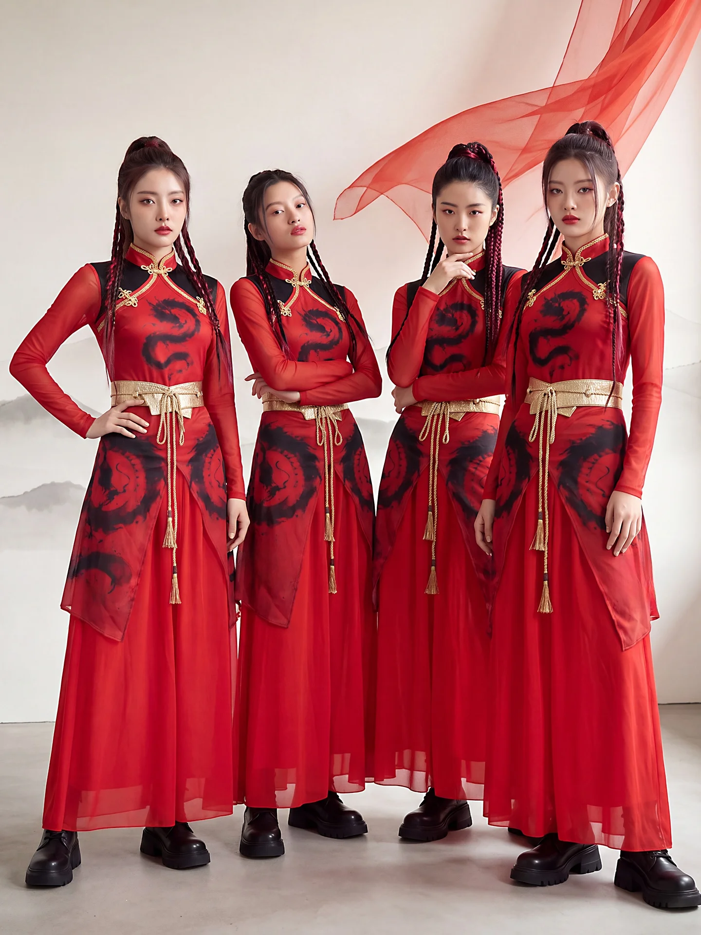 Women's Stage Performance Costume Jazz Dance Outfit New Style Drum Performance Suit Lightweight Breathable Roman Print One-Piece