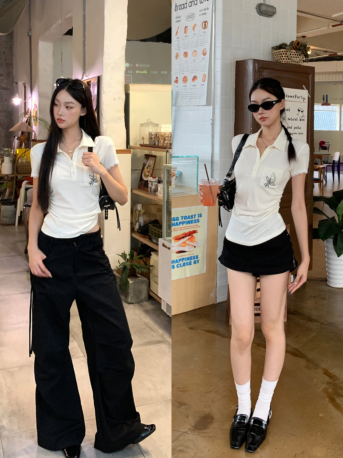 تي شيرت نسائي أنيق بأكمام قصيرة وياقة بولو، تصميم جديد لصيف 2025، تصميم فريد وجذاب للأكتاف، قمة أزياء عصرية للسيدات #5