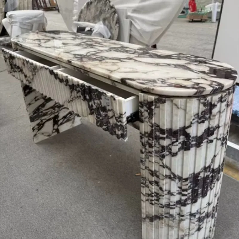 Calacatta Viola Violet Marble Console Table White Marble for Outdoor Application for Home Hotel Residence Hall or Villa