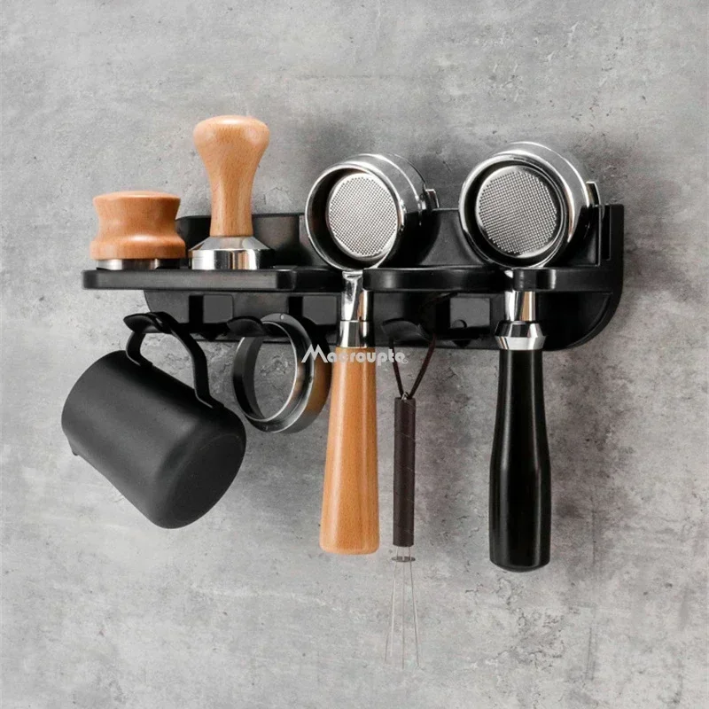 Wall Mount Coffee Organizer Rack, 51/54/58 mm Portafilter Holder, Punching-Free Espresso Accessories Storage (Characters: 78) 4
