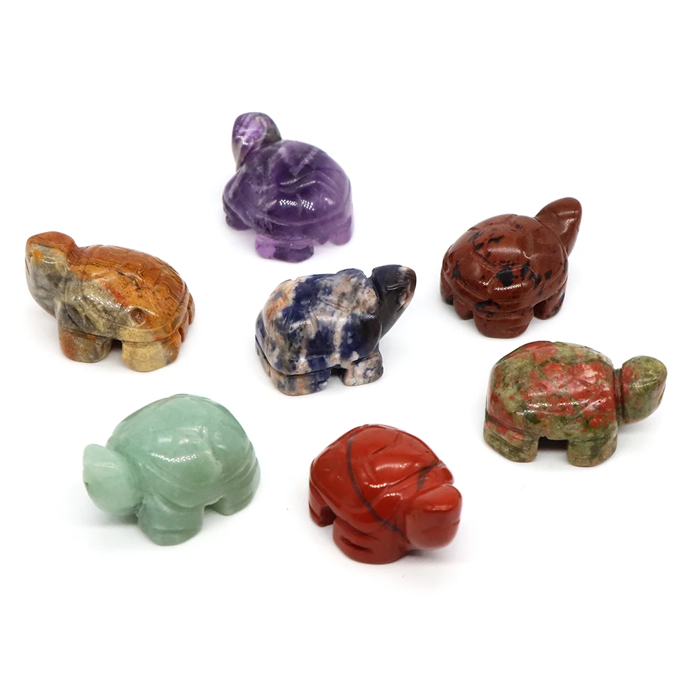 

1.2" Tortoise Natural Stone Healing Crystal Carved Gemstone Figurines Furnishing Animals Turtle Statue Home Decor Lucky Ornament