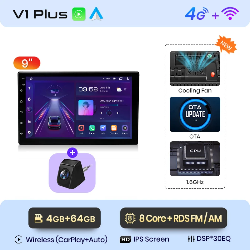 Junsun 7 9 10 "Android 2 Din Universele Autoradio Radio Multimedia Speler CarPlay Auto Intelligente Systemen GPS navigatie BT DSP