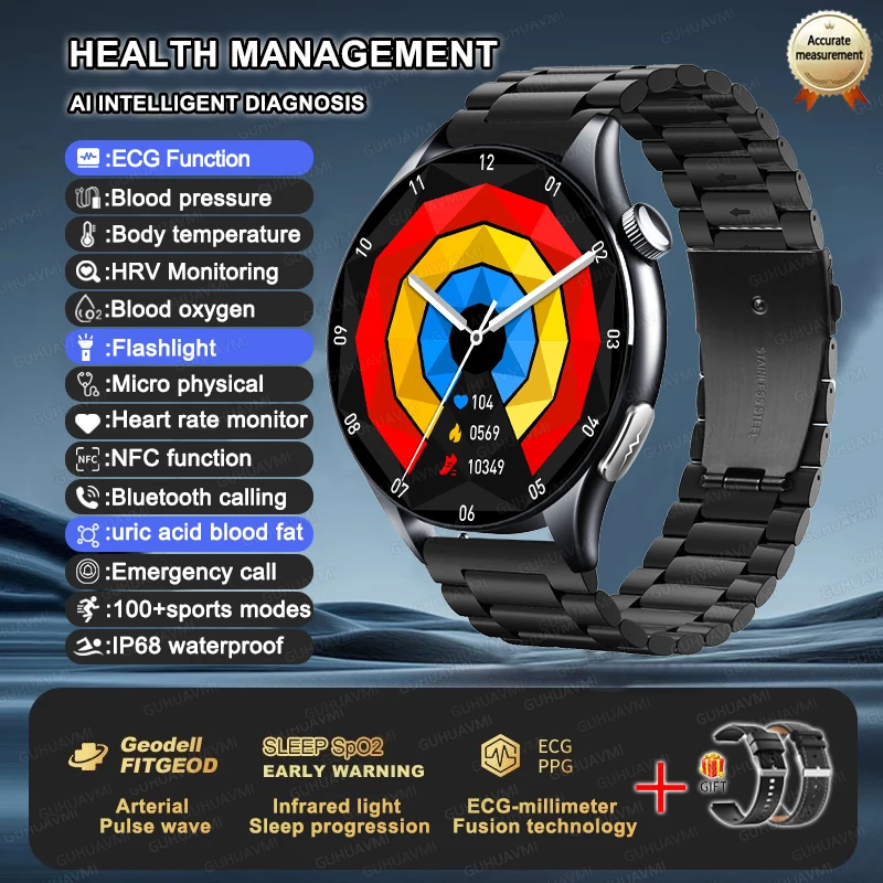 Voor XIAOMI 2025 Nieuwe ECG + PPG Smartwatch Nauwkeurige Urinezuur Bloedlipiden Druk Lichaamsanalyse Smart Horloge Mannen BT Call NFC Horloges
