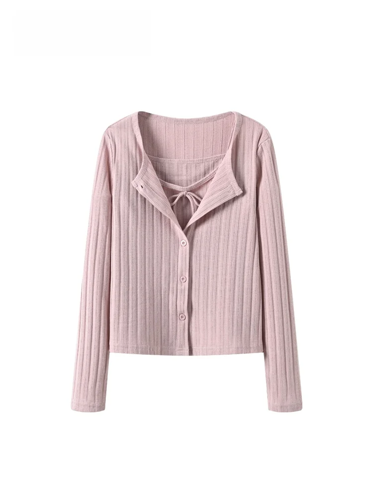 

Свободный вязаный кардиган с V-образным вырезом и длинными рукавами для женщин больших размеров: модный осенний топ, омолаживающий, универсальный, свободного кроя, трикотаж.