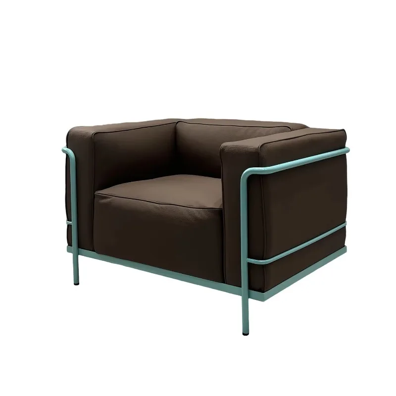 

Modern Single Lounge Chair Medieval Style Steel Rim Sofa Light Luxury Stainless Steel Living Room Furniture