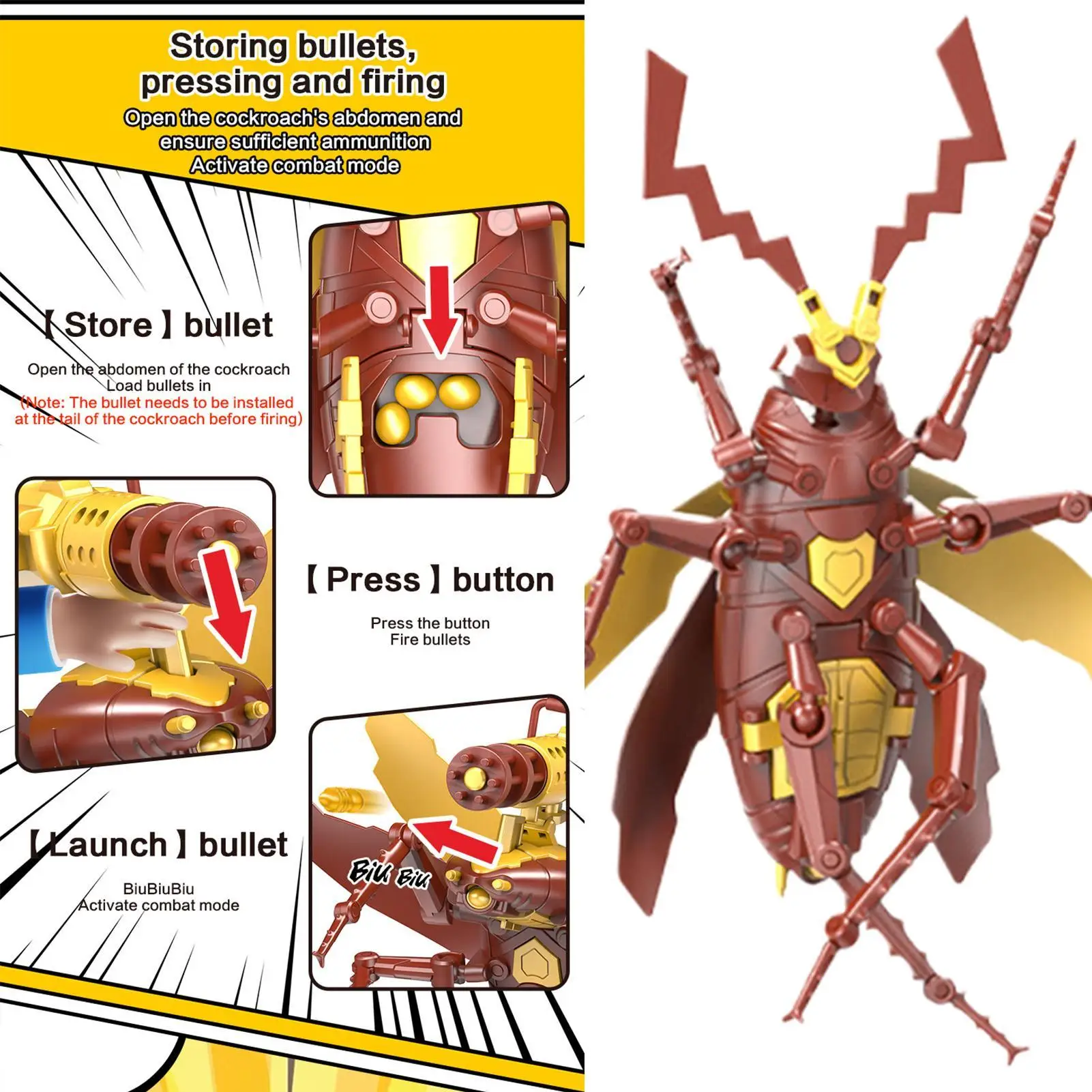 

Kids Animal Toys Fun Joint Movable Toy Roach Assembly Desk Ornament For Home Living Room Bedroom Bookshelf Dresser Mantel