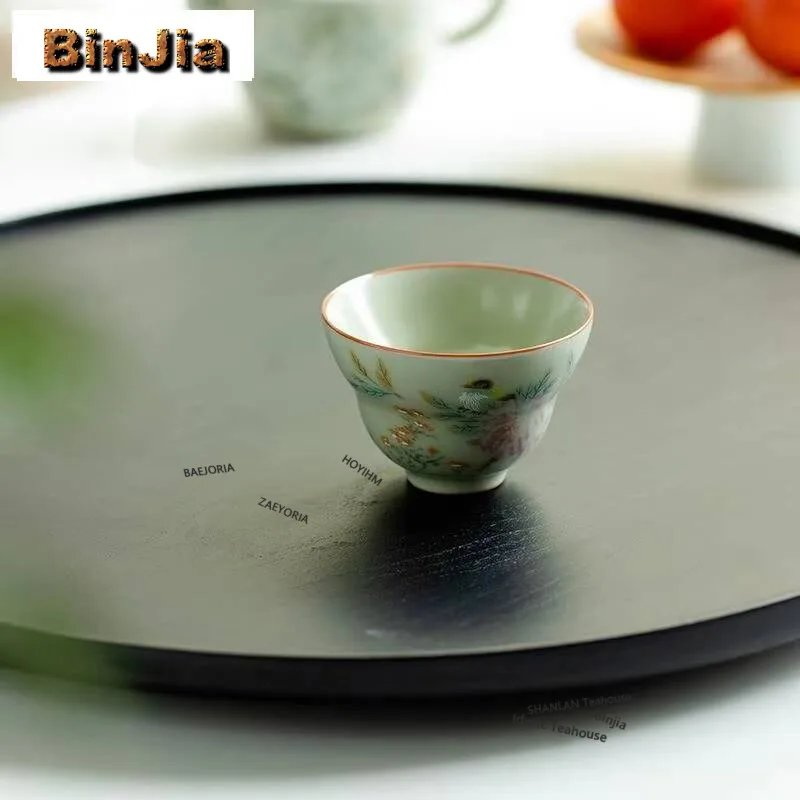 65ML Flower and Bird to Ceramic Teacup Secret Yellow Ru Klin Tea Bowl Gourd Master Cup Chazhan Mate Cup Kung Fu Teaset Drinkware - view 5