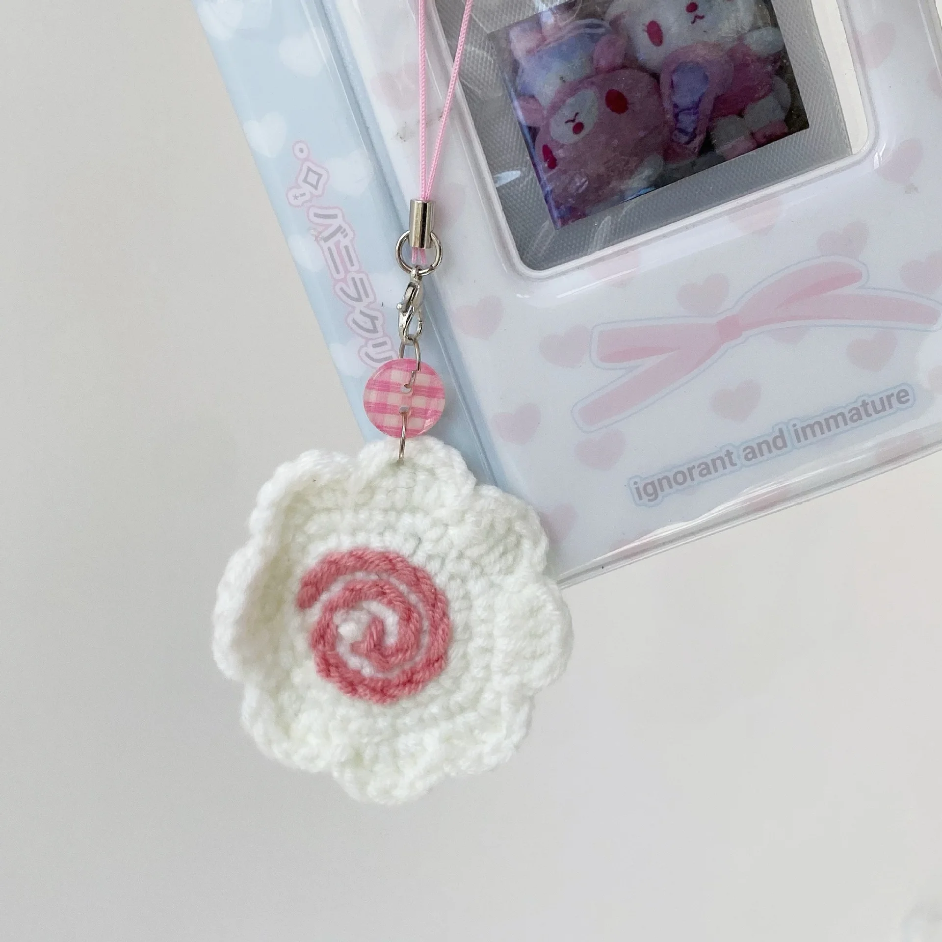 

Handmade Yarn Fish Cake Mobile Phone Straps Short Cute Anti-Lost Keychain Lanyard U Disk Bags CCD Camera Decoration Pendant