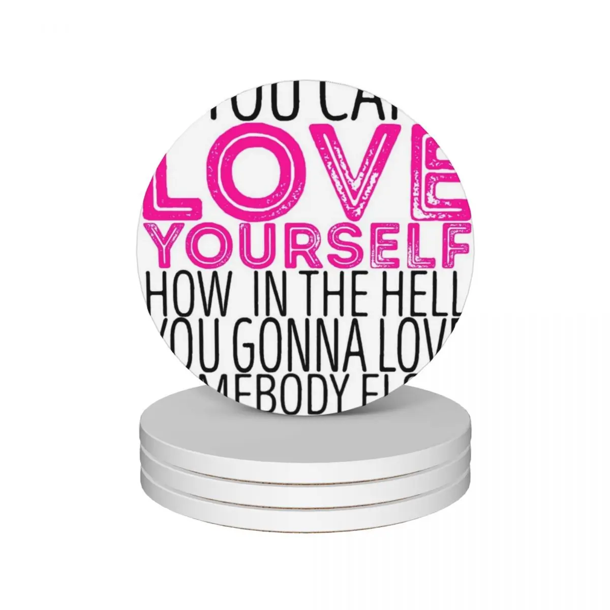 

RuPaul's Drag Race - If You Can't Love Yourself... Quote Ceramic Coasters (Set of 4) coffee Tea cups Coasters