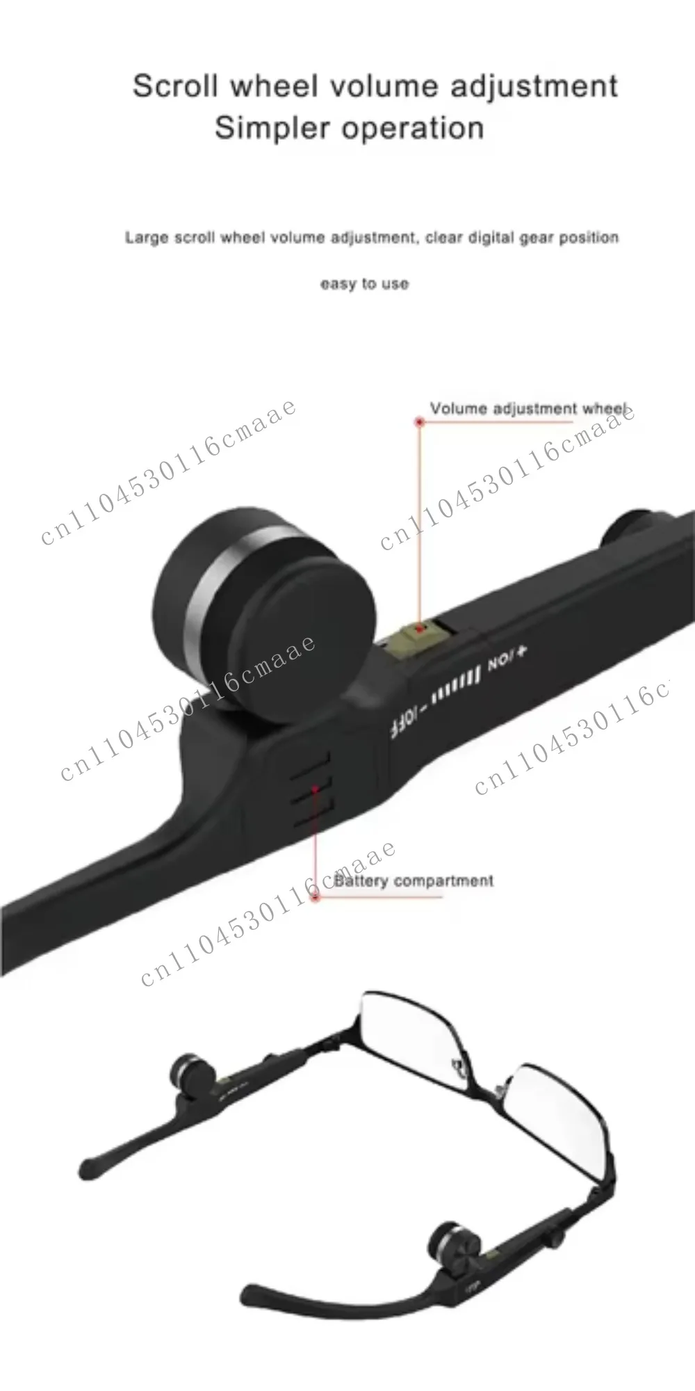 Long Battery Life 93dB High Frequency Clear Sound Rechargeable 4 Wireless Glasses Bone Conduction Hearing Aids for Elderly
