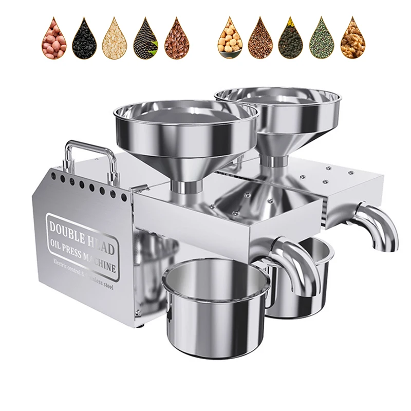 B02คู่หัวน้ำมันสแตนเลสบ้านน้ำมันสกัดเครื่องเชิงพาณิชย์ขนาดเล็ก Flaxseed น้ำมันเมล็ดดอกทานตะวัน Presser