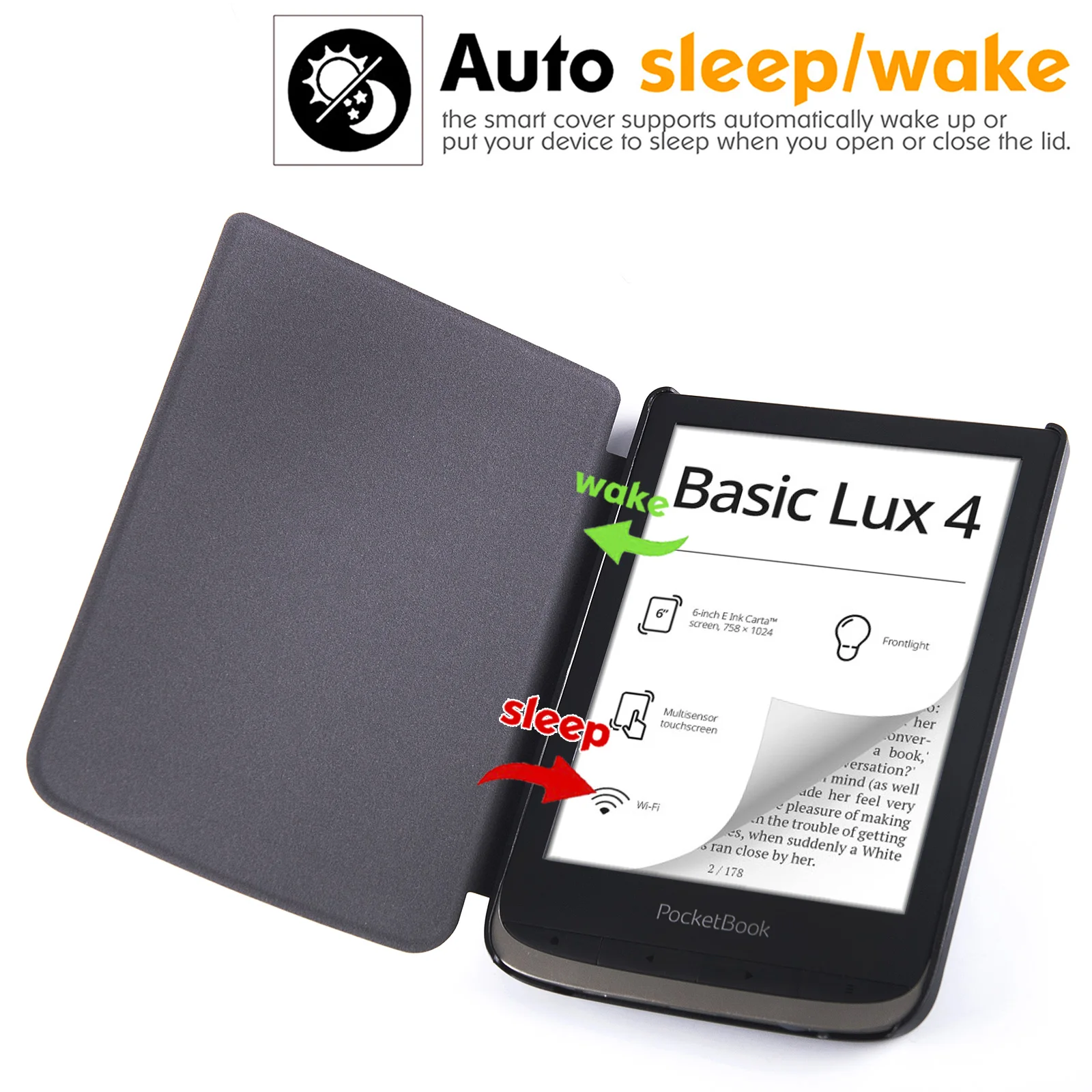 Slim Case for Vivlio Touch Lux 5/Vivlio Touch HD Plus | with Auto Sleep/Wake | Thin & Light| Hard Back Shell | PU Leather Cover