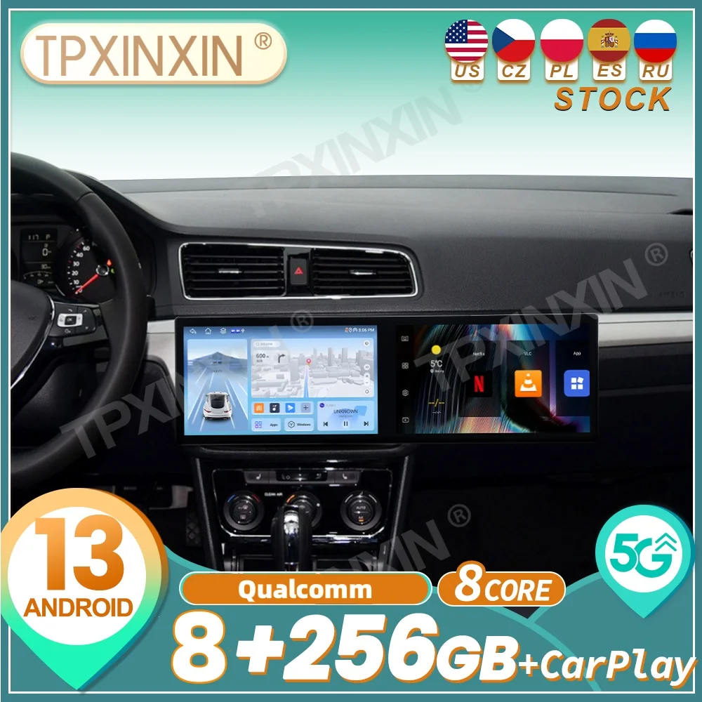 

For Volkswagen Lavida 2014~2018 Qualcomm Android Carplay Dual Screen Car Radio Automotive Multimedia Player GPS Navi Head Unit