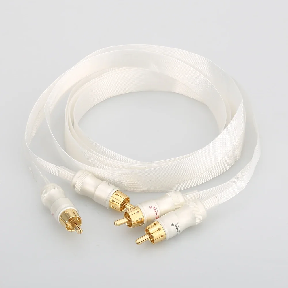 Hifi silver plated cable Blue white Heven king snake Gold Plated RCA interconnect cable