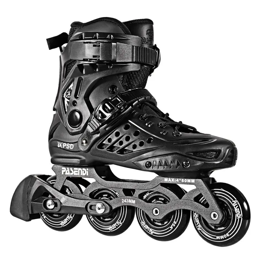 

4X80Mm Wheels Inline Skates,Outdoor Fitness Single Row Skates for Adult Women Men,Removable and Washable Split Inner Boots, Blac