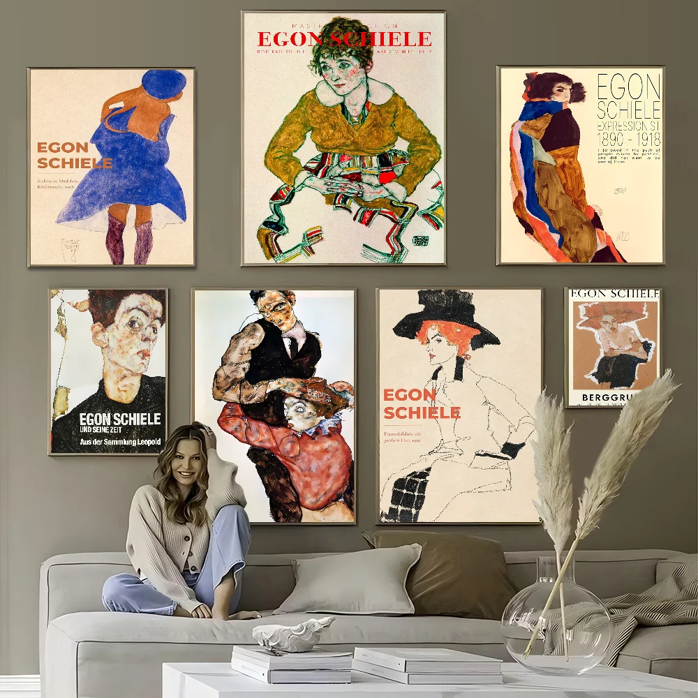

Egon Schiele Body Color Delineation Sketch Figure DIY Sticky Poster Fancy Wall Sticker For Living Room Bar Decoration Wall Decor