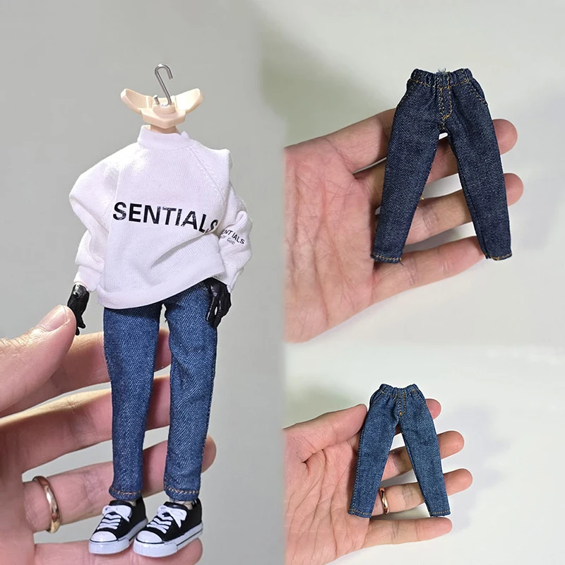 1/12 Scale Men Women Slim Skinny Pants Model Fashion Denim Trouswers For 6''Bodies DIY