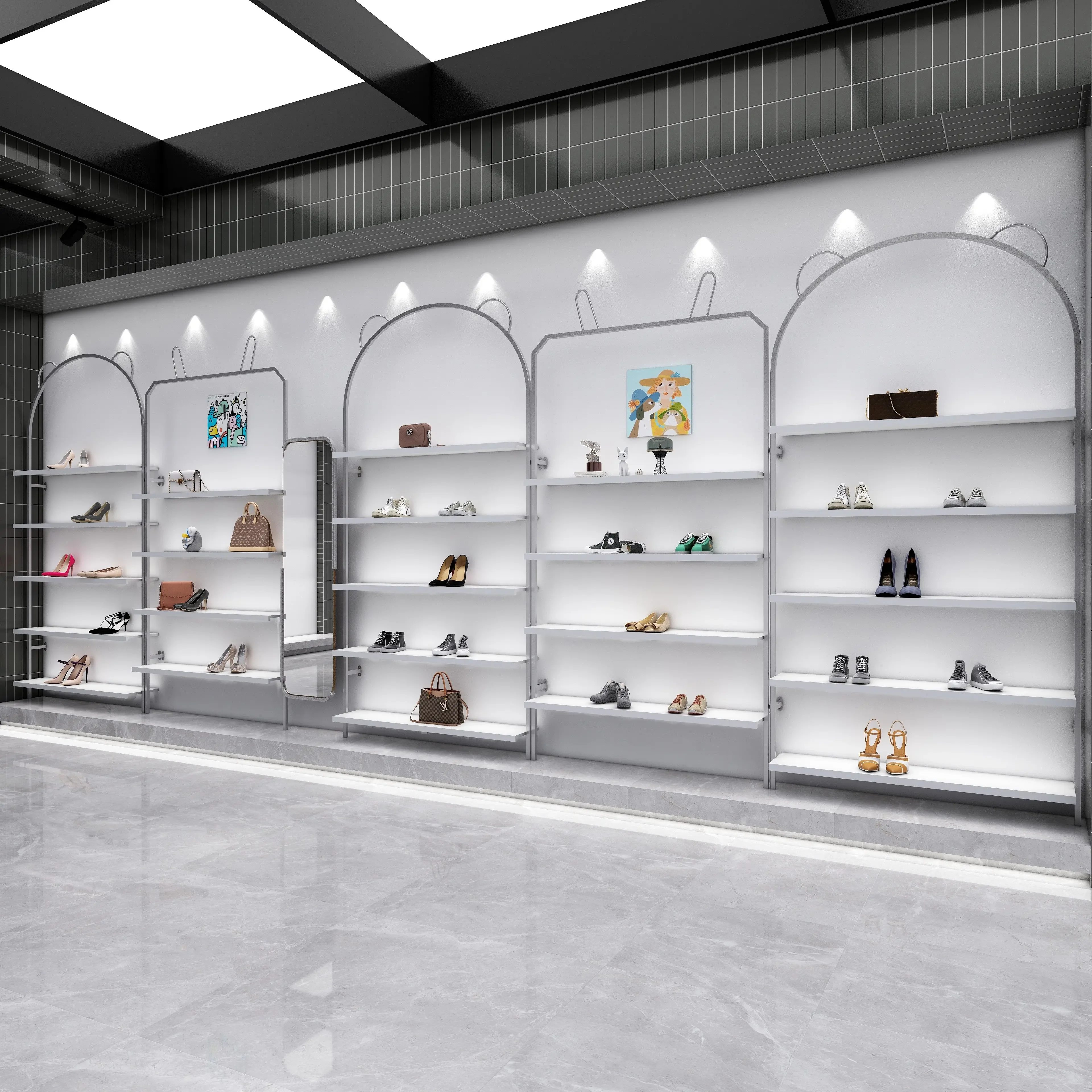 Cartoon shoe rack children's shoe store shoe shelf shopping mall children's shape wall hanger men's and women's shoes and bags