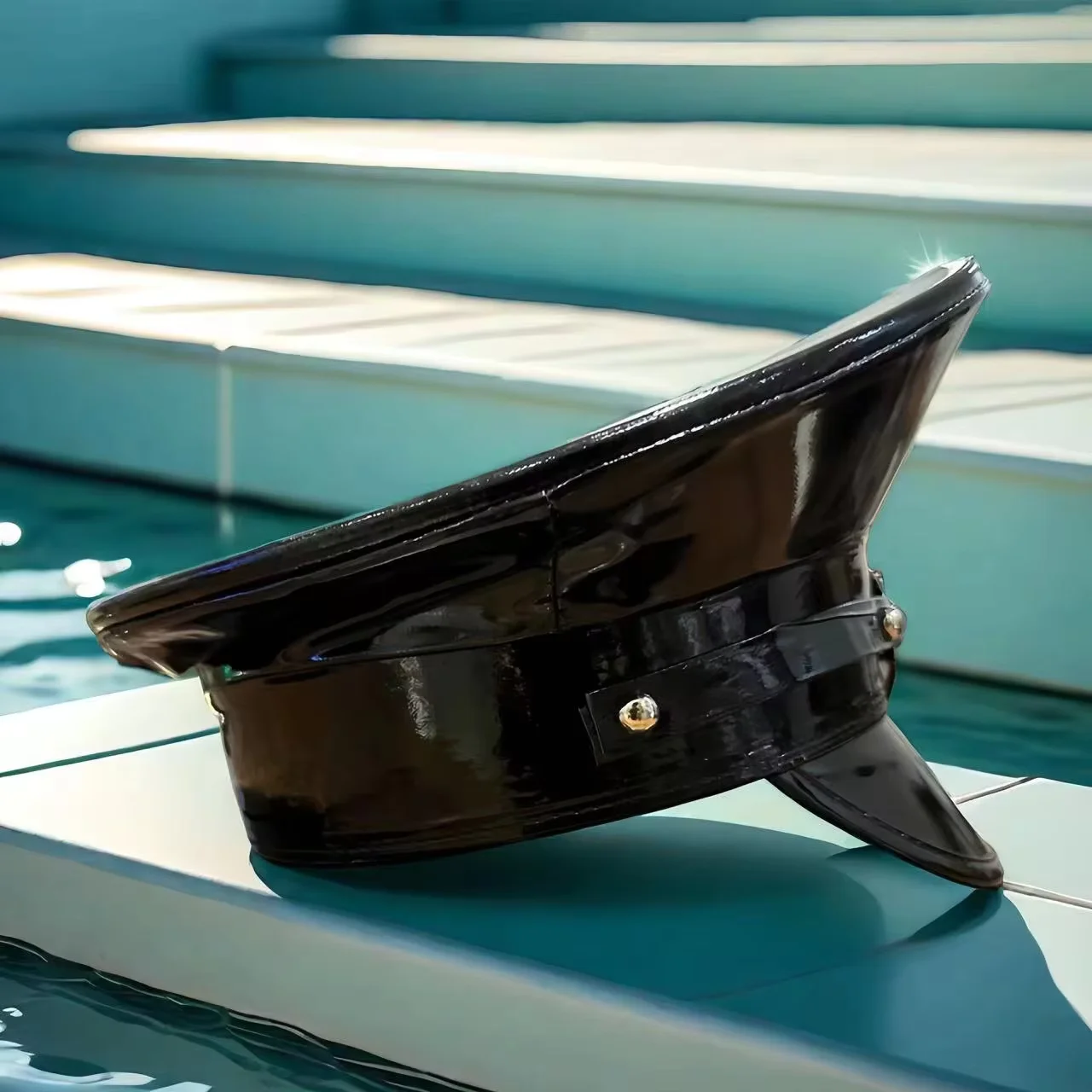 HongLuan Sombrero de disfraz de Halloween Steampunk de cuero negro, sombreros de capitán para mujer de festival de hombre ardiente, accesorios femeninos de cosplay