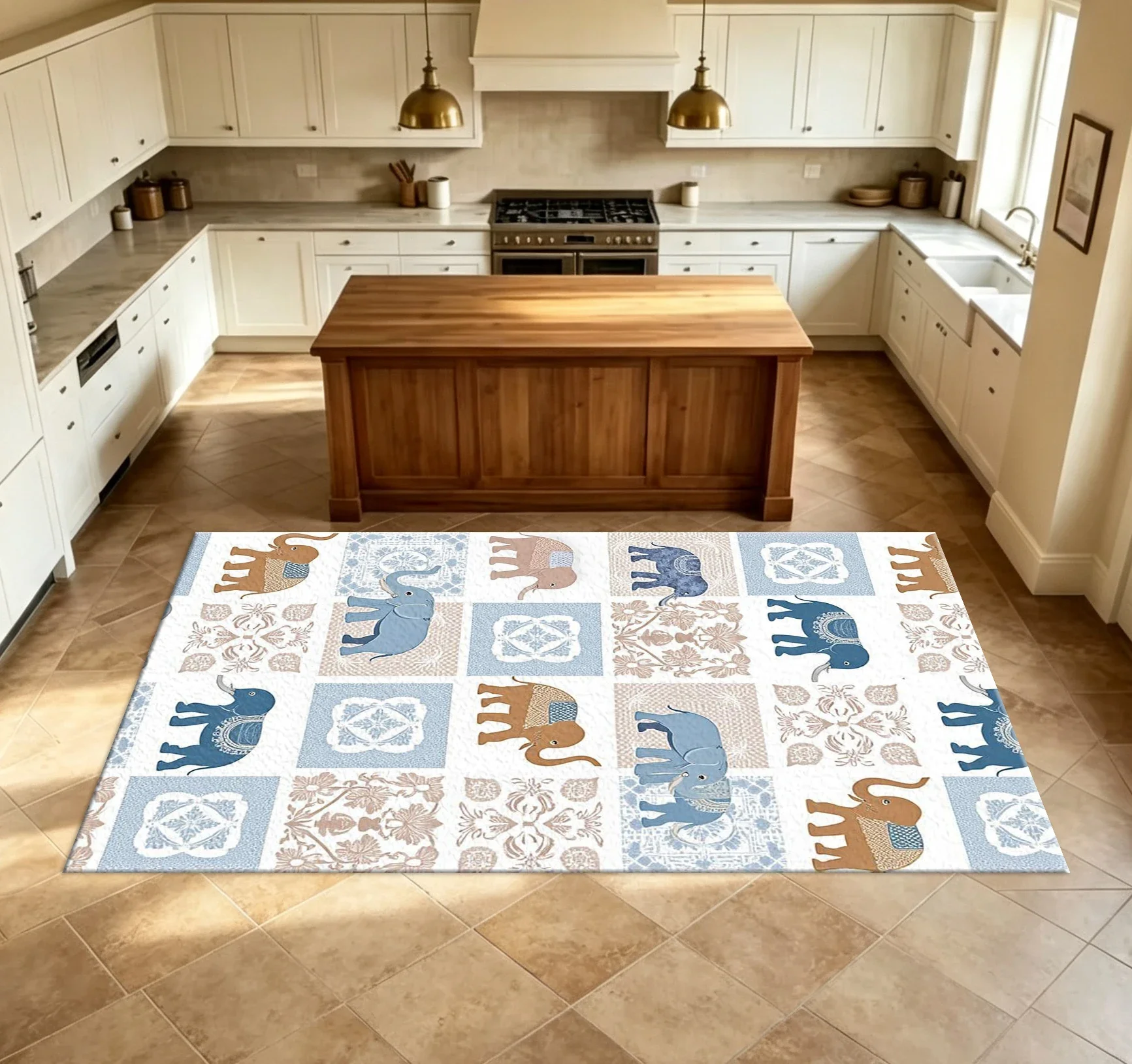 Boho Elephant Pattern Carpet Flooring Stylish Printed Area Rug Decorative Indoor Floor Carpet for Household