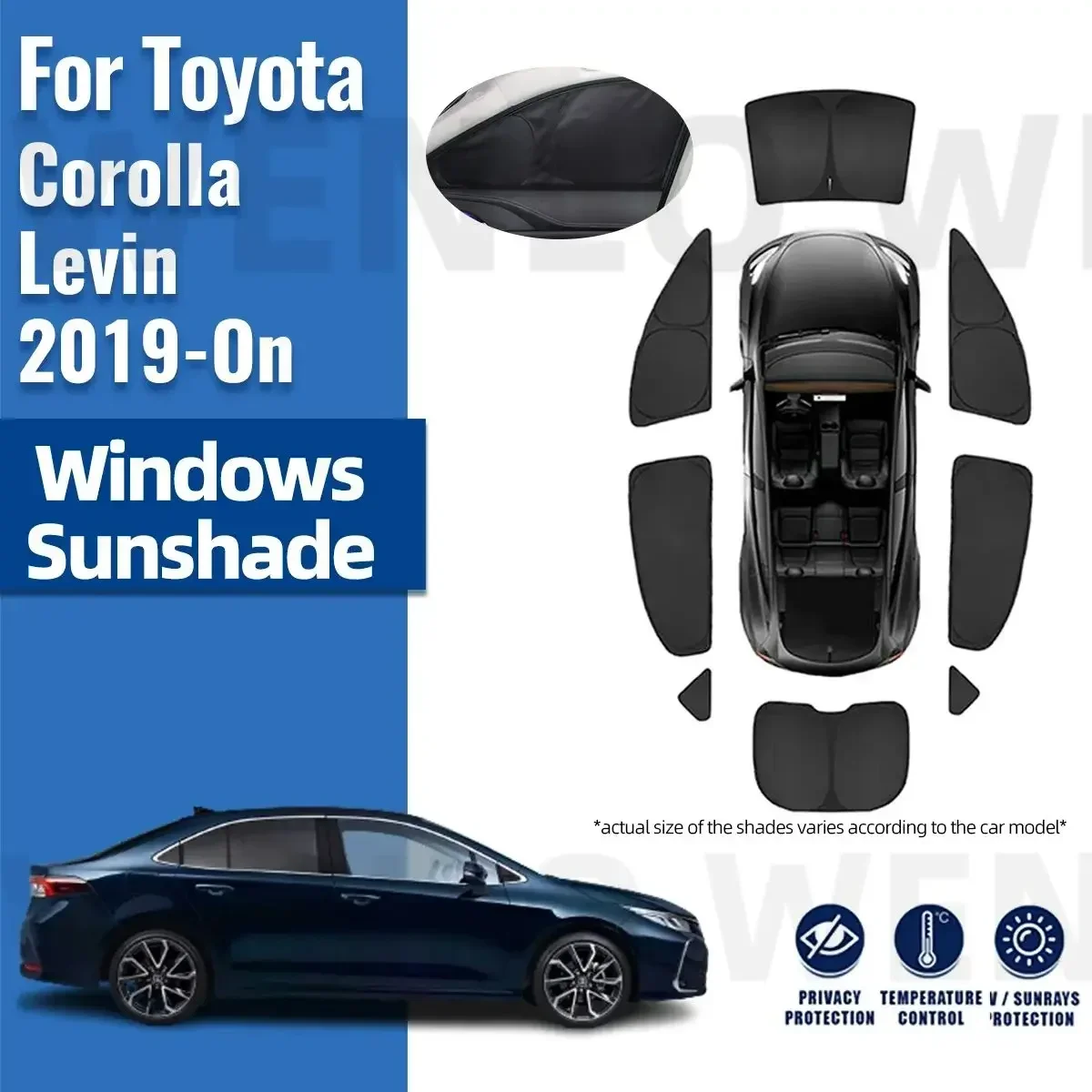 For Toyota Levin Corolla E210 2019-2023 2024 Full Cover Car Sunshade Front Windshield Curtain Rear Side Window Sun Shade Visor