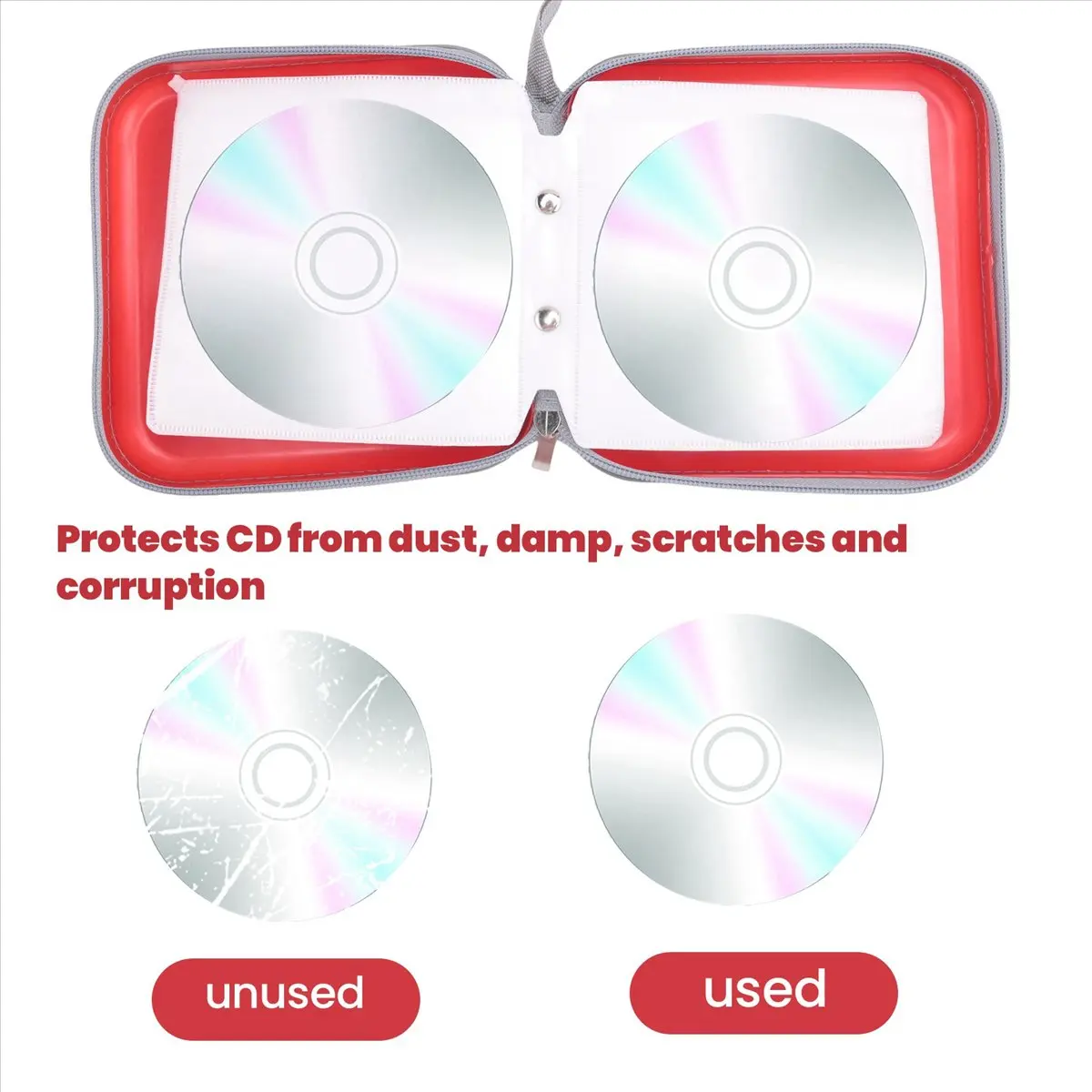 *N21R 40 CD DVD Disc Album Storage Carry Case Cover Wallet Sleeve Holder Bag Hard Box - Red