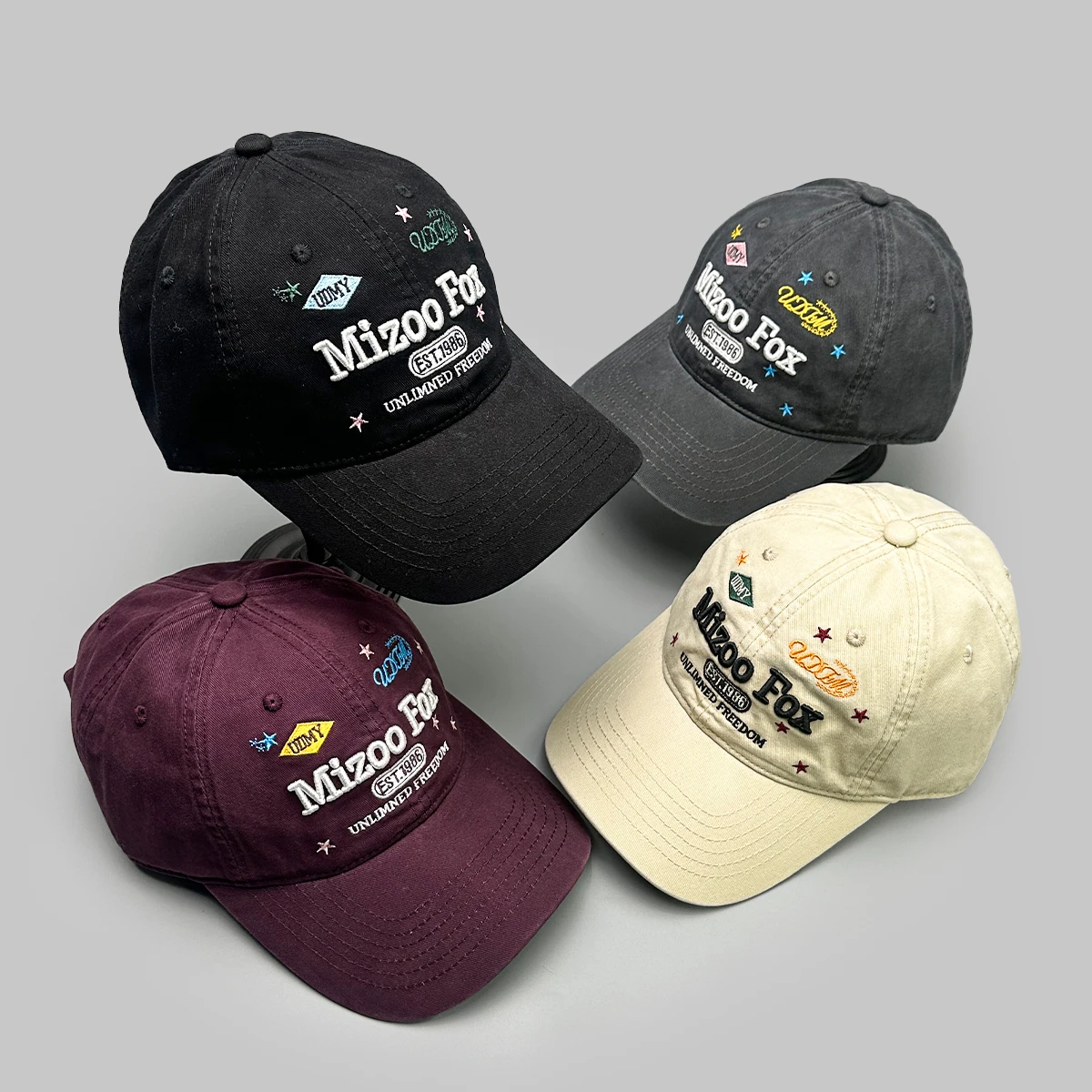 

Personal Retro Patched Letters Star Baseball Hats New Men Women Sunshade Cartoon Versatile Niche Fashion Casual ins Peaked Caps
