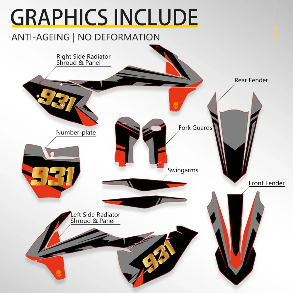 OTOM Motocross Customize Graphics Decals Stickers Kit for Husqvarna TC FC TE FE 2016-2026 Holographic Gravel Sticker Kit