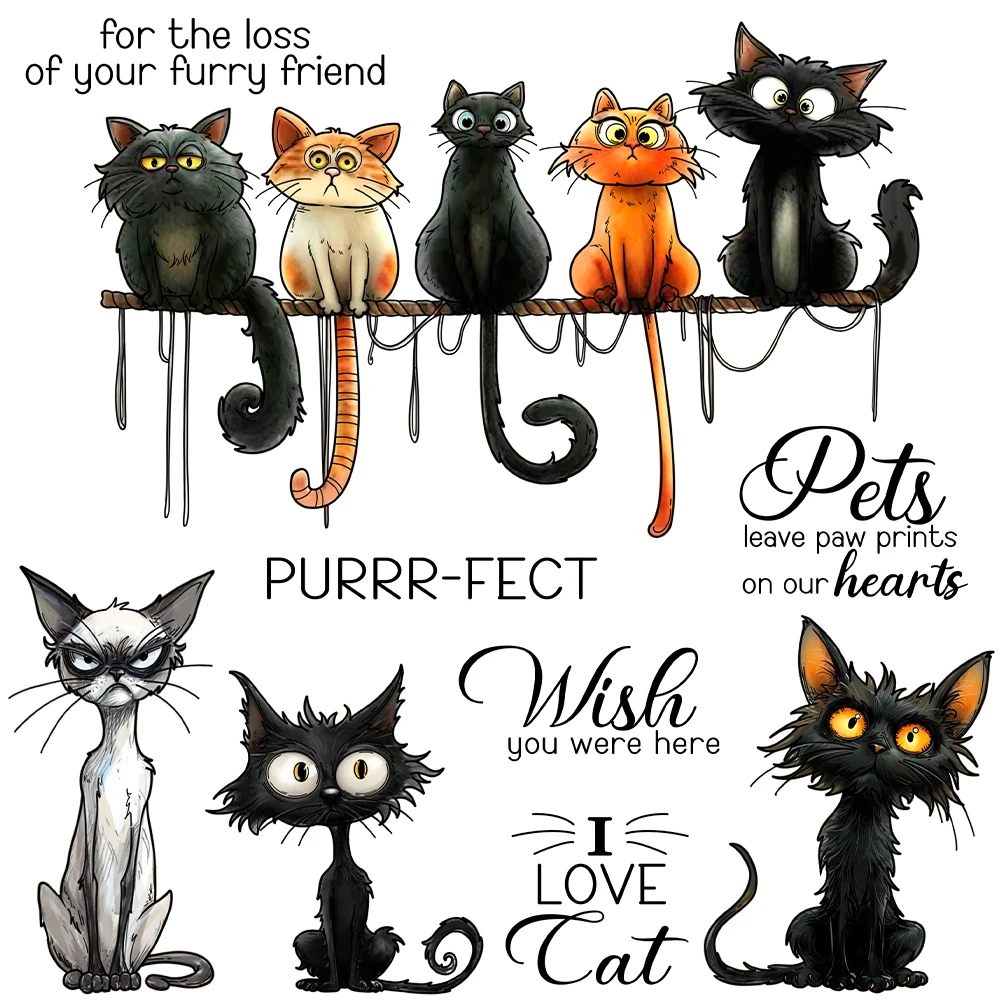 Mangocraft Pet Cats Love Friends Wycinanie matryc Przezroczysty stempel DIY Scrapbooking Metalowe matryce Silikonowy stempel do kart Albumy Dekoracje