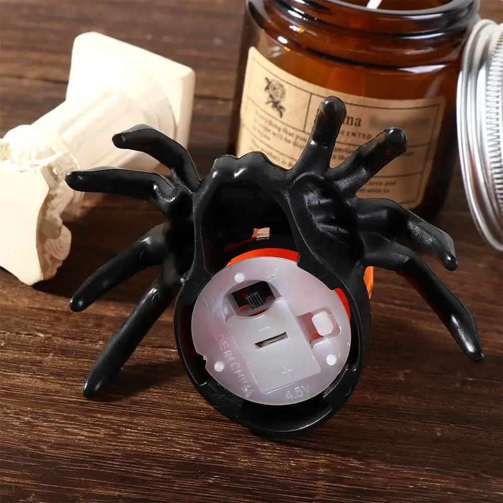 Bougie LED Araignée Brillante pour Halloween, Petite Veilleuse, Citrouille Araignée Noire, Électronique