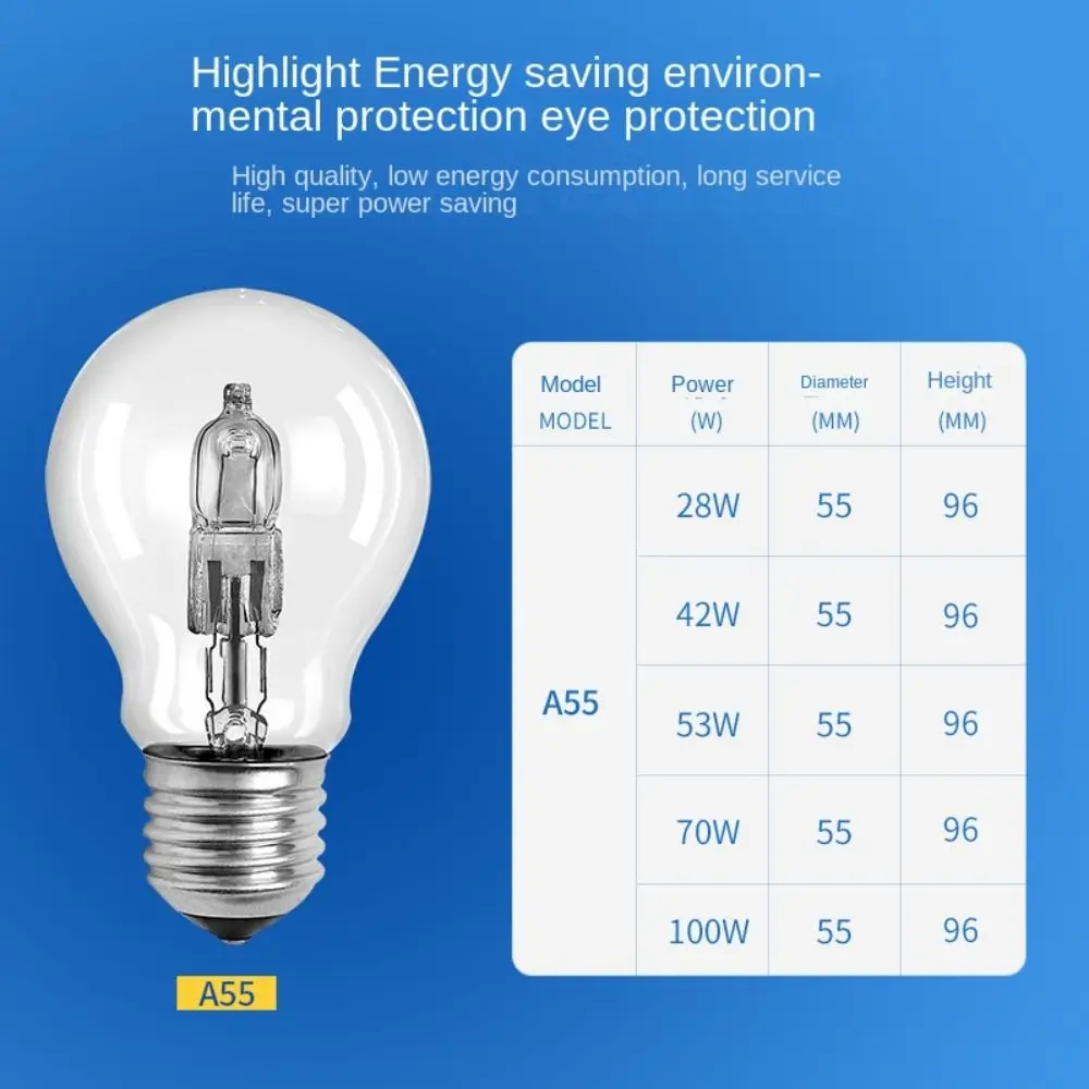 A55 E27 28W-100W sostituisci le lampade lampadine alogene lampade alogene a risparmio energetico lampadine lampada alogena al tungsteno protezione