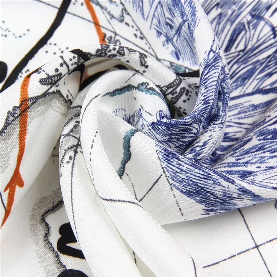 90*90 سنتيمتر المرأة لفة يدويا حك وشاح حريري-طباعة الحيوان مربع التفاف ، باندانا الحجاب ، خفيفة الوزن أنيقة Echarpe