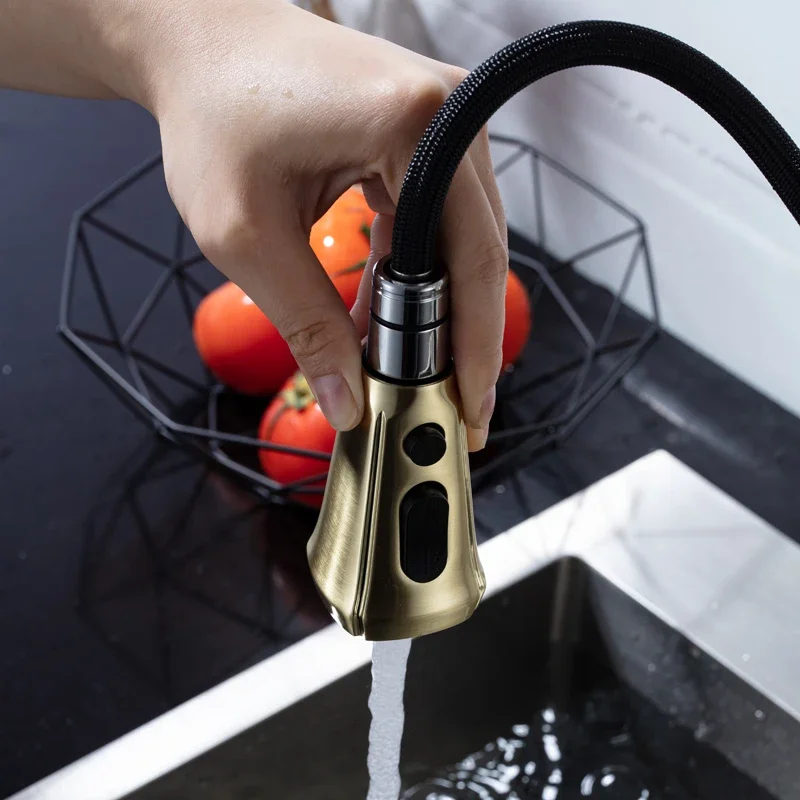 Modern Luxury Hot and Cold Brushed Gold Household Kitchen Sink Water Faucet