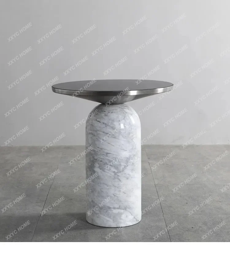 

Light luxury Natural Marble Side Table Modern Simple Furniture Coffee Table Creative Hotel Decor Small Round Stone Table