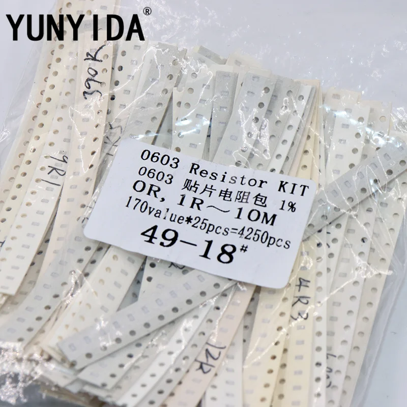 4250pcs   0603 SMD rezistor souprava smíšený souprava 1ohm-10m ohm 1% 170valuesx 25pcs  ukázkové souprava