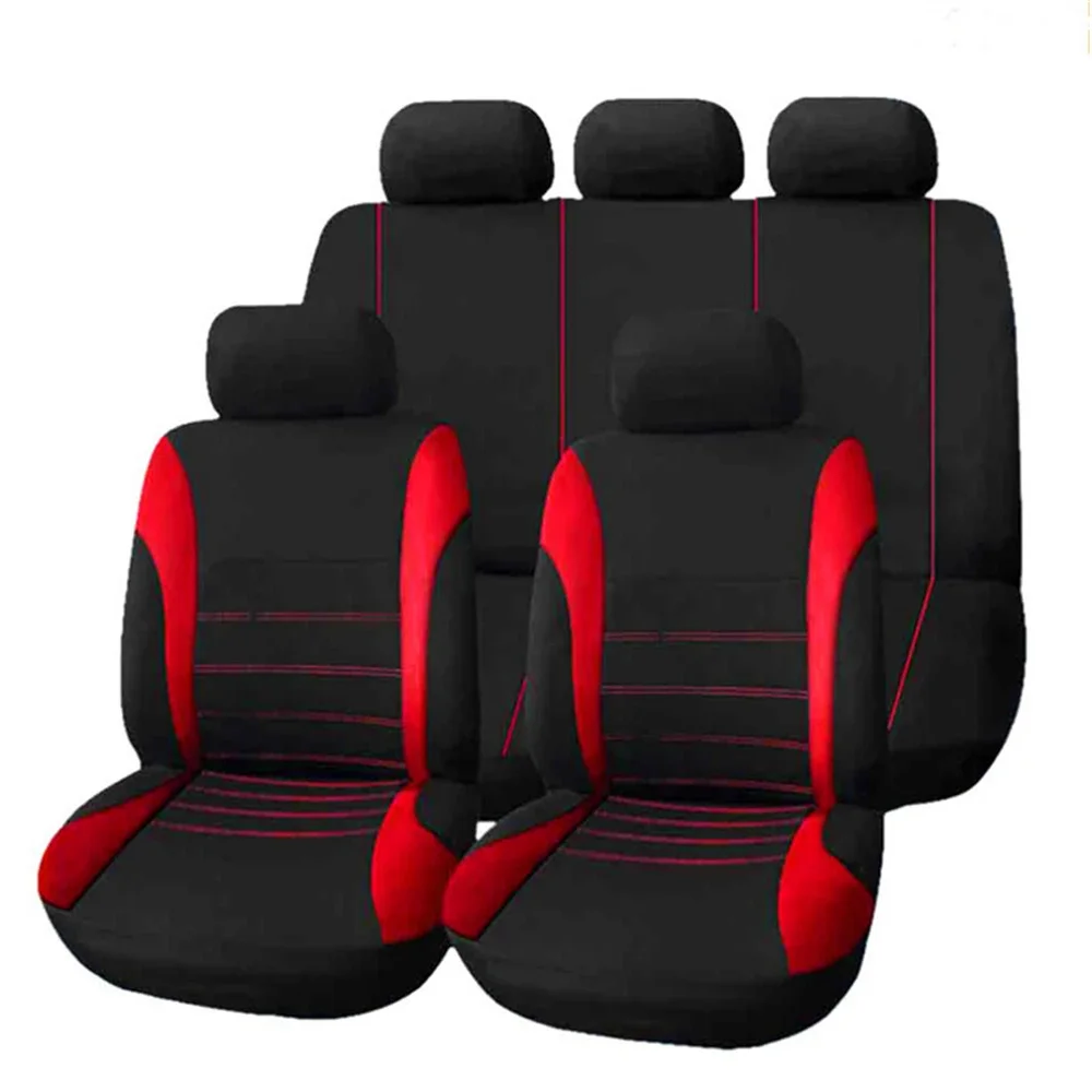 Universal 7 Colors 5 Seats Auto Car Seat Covers Ployester Cushion Full Set Front Rear For Sedans Seat Cover AT MT