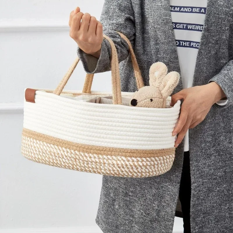 New Multi-functional Portable Mother\'s Bag for Outdoor Travel Handmade Cotton Rope Diaper Bag Baby Diaper Storage Storage Basket