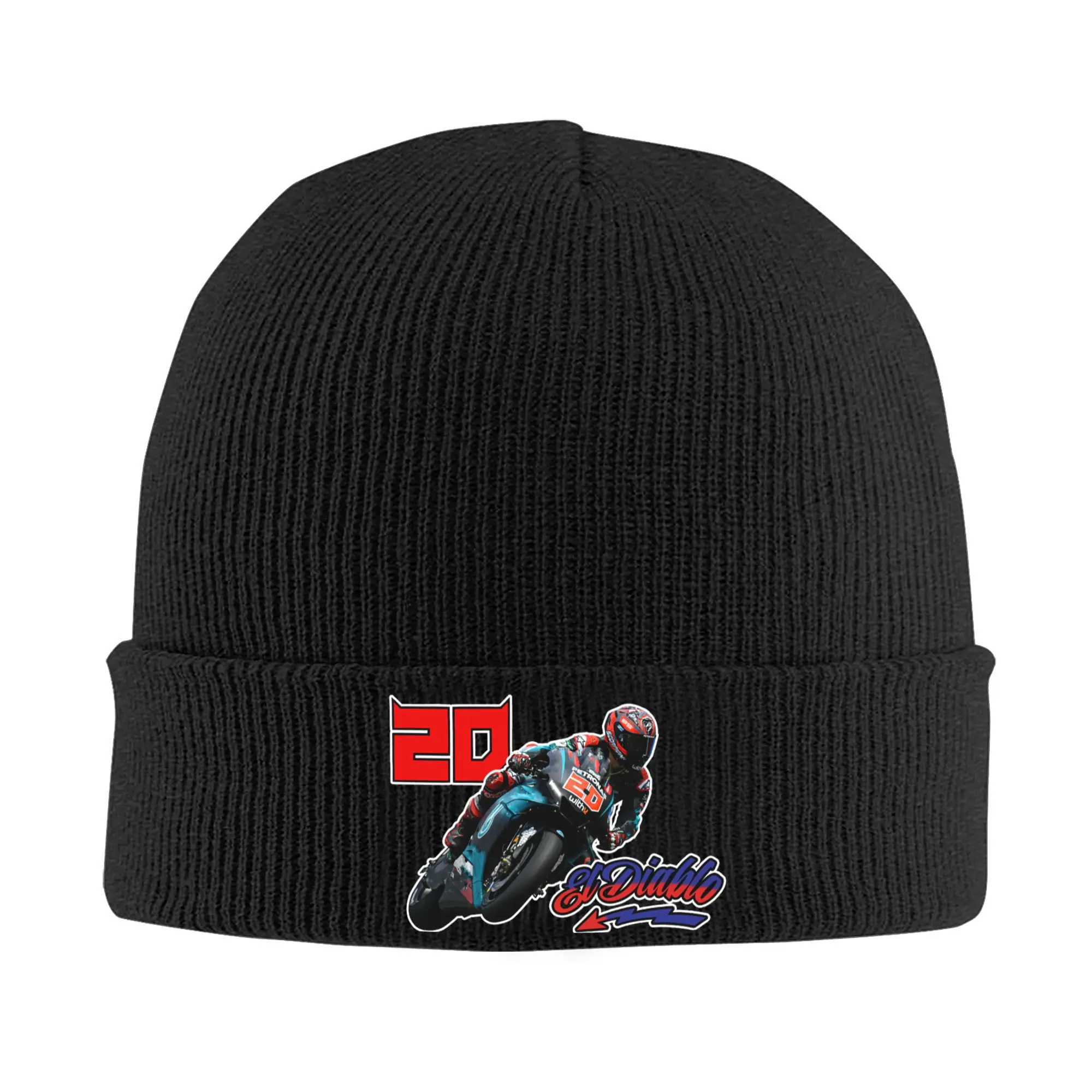 Custom Motorcycle Race Skullies Beanies Caps Winter Warm Knitting Hat Adult Fabio Quartararo El Diablo 20 Bonnet Hats Ski Cap