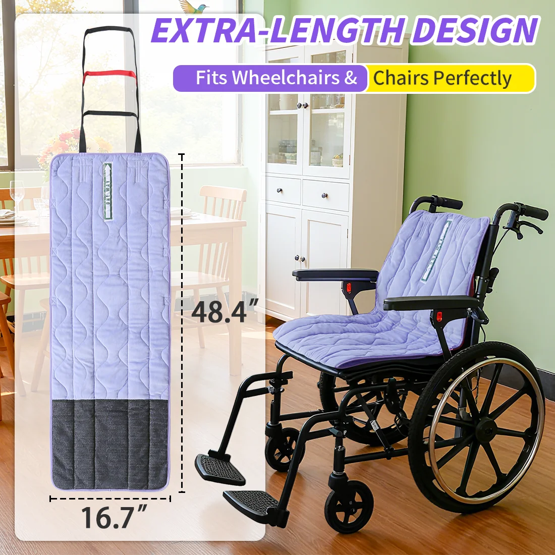 Ehucon Ultra-soft Velour Surface One Way Slide Seat Cushion,Non-Slip Fall Prevention Pad for  Elderly Use on Wheelchairs 1 PCS