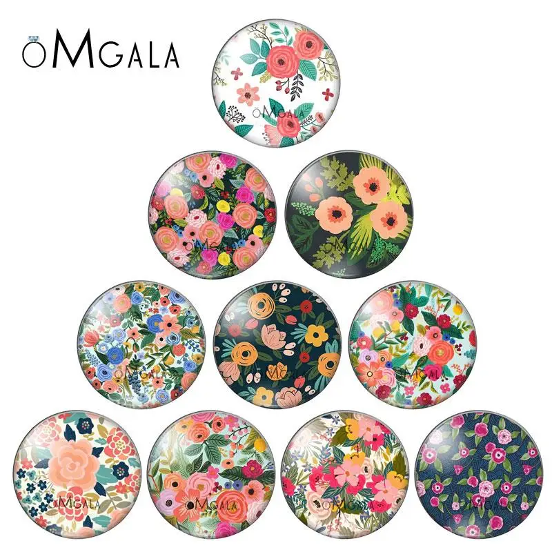 

Beautiful Colorful Flower Art Paintings 8mm/10mm12mm/18mm/20mm/25mm Round photo glass cabochon demo flat back Making findings