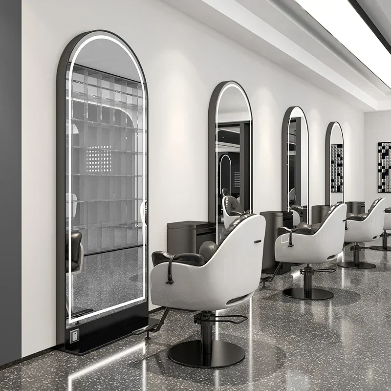 TTA13 Hair Salon Double-Sided Hair Cutting Mirror For Hair Salon With Light Floor Dressing Table
