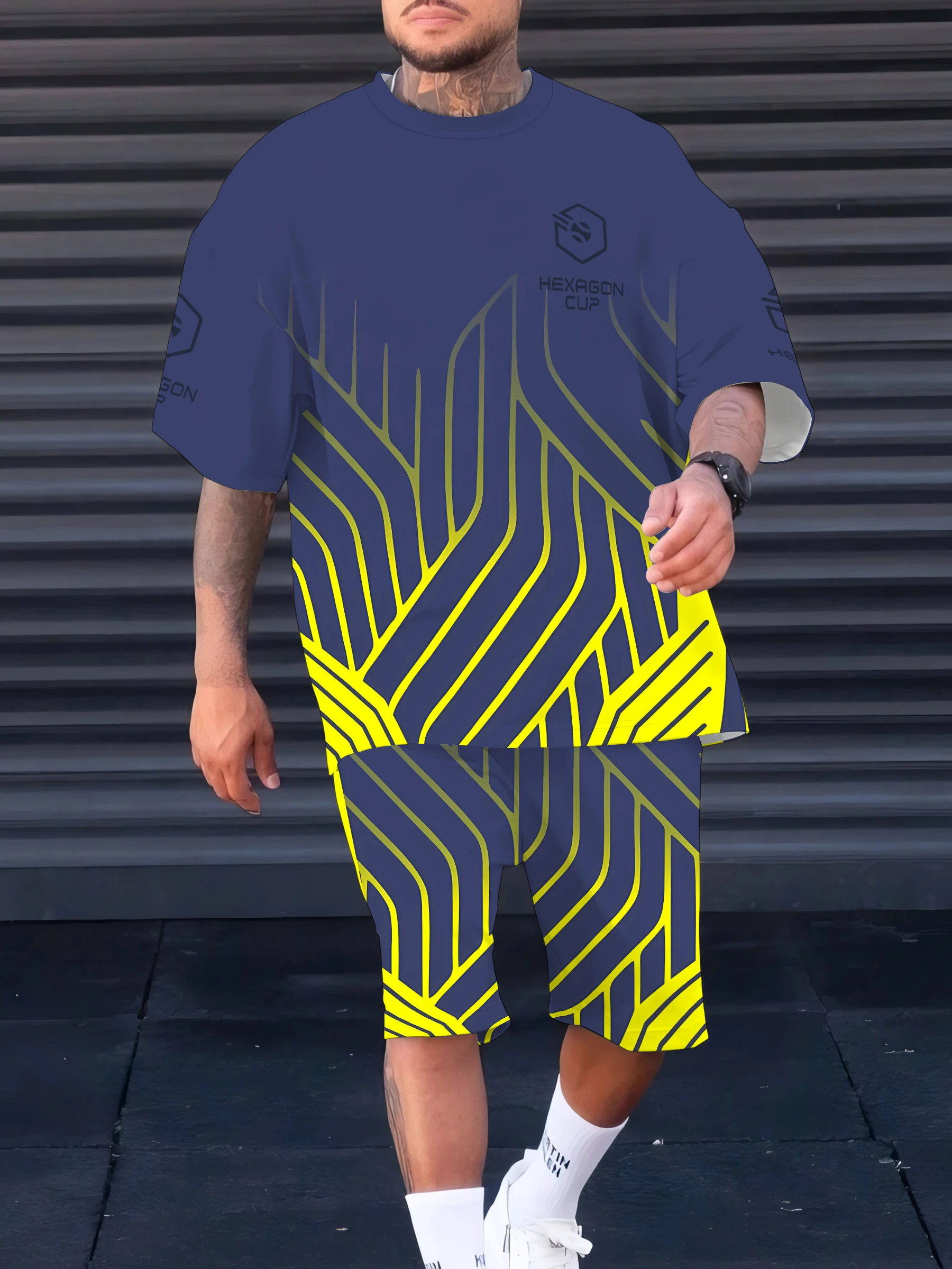 

Summer 2025 new men's suit 3D printed casual and fashionable outdoor men's wear