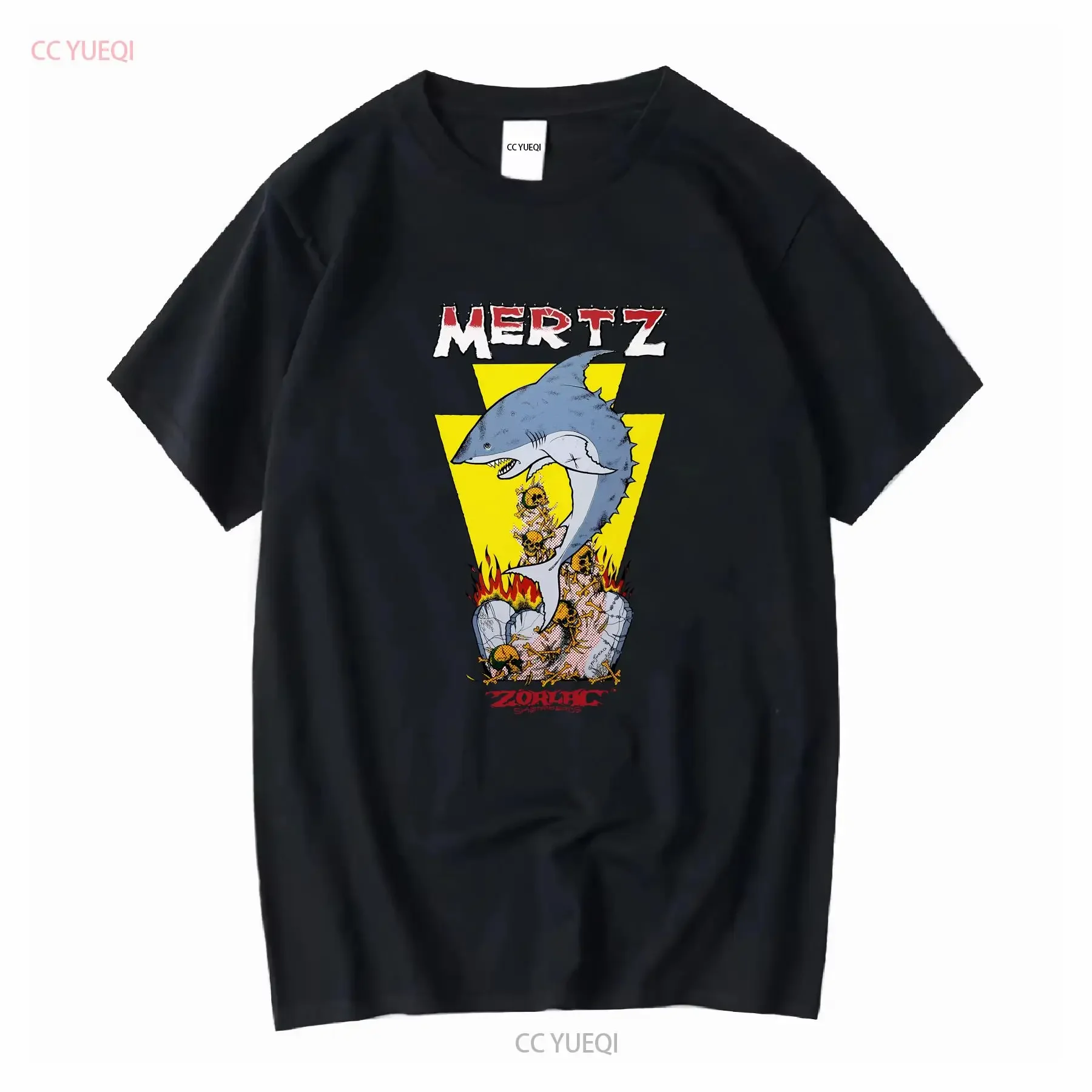 Mertz great white shark ZORLAC Skate retro skateboarding T Shirt design long or short sleeves vintage Washed Stylish