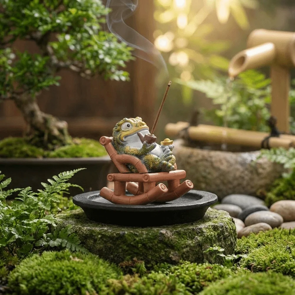 Resin Golden Toad Incense Burner Funny Realistic Rocking Chair Incense Holder Decorative Cartoon Incense Base Unique Gift