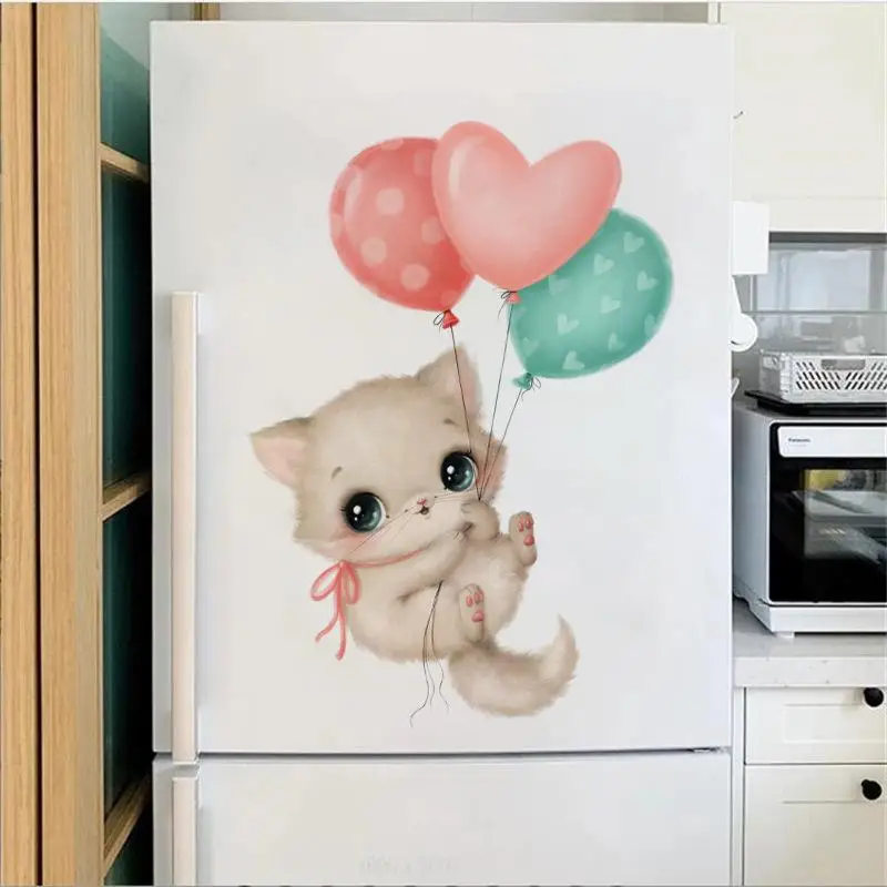 1pc Bedroom Home Decoration Hand-paint With Balloons Cats Wall Stickers For Children Room Kids Room Decor Wall Decals