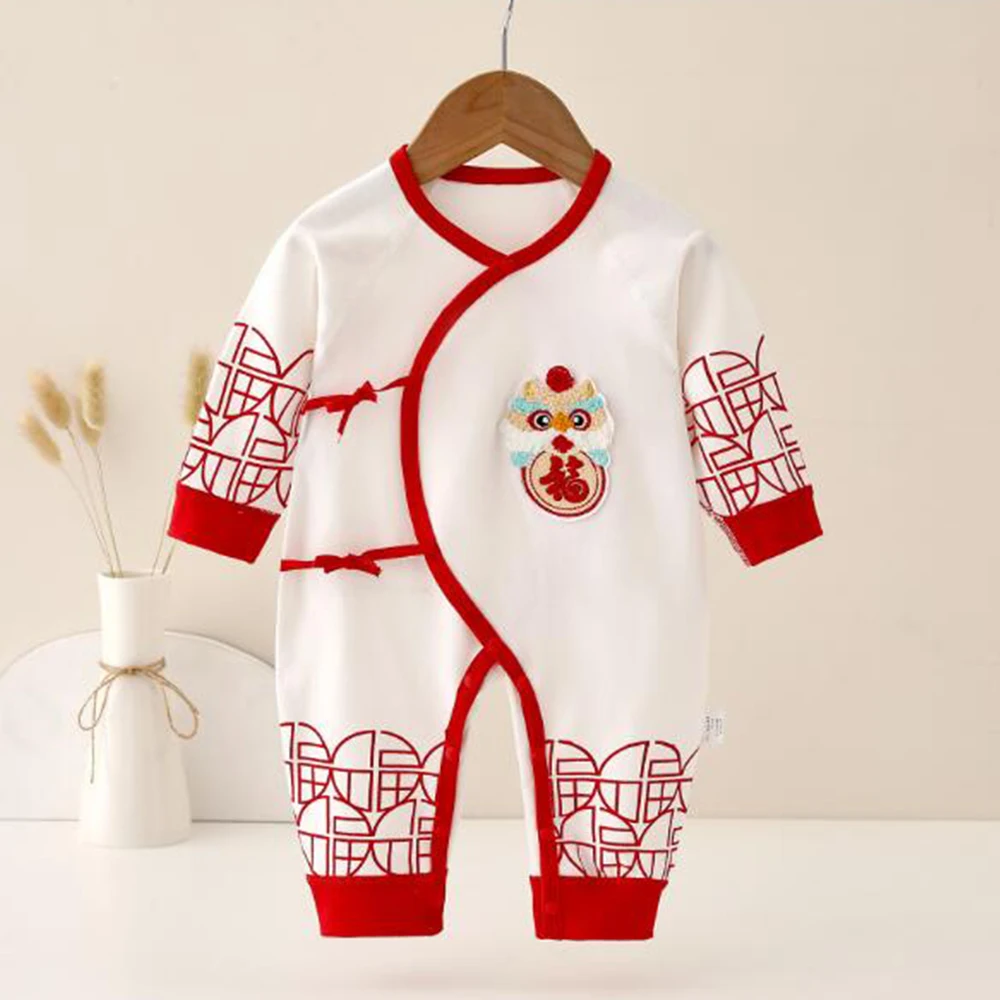 Newborn Girls Clothes 0 3 Months Cotton Baby Romper Long Sleeve Hospital Christmas Baby Boy Jumpsuit Red Color