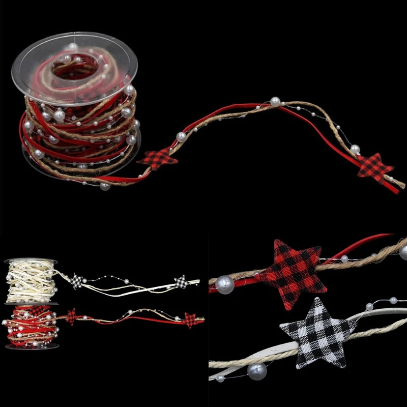 Star Trim Ribbon Polyester Craft Ribbon for Crafts Wraping Gifts Party Holiday Christmas Bead Ribbon Trim String Chain