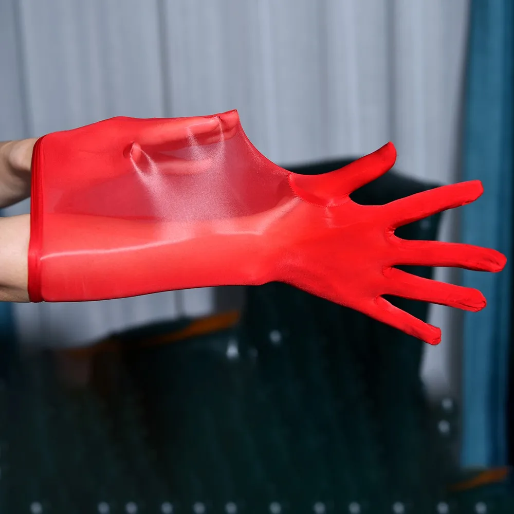 

Transparent Long Gloves Women Cosplay Smooth Oil Glossy Long Glove Mittens Party Club Unisex Sissy Sexy See Through Gloves A50