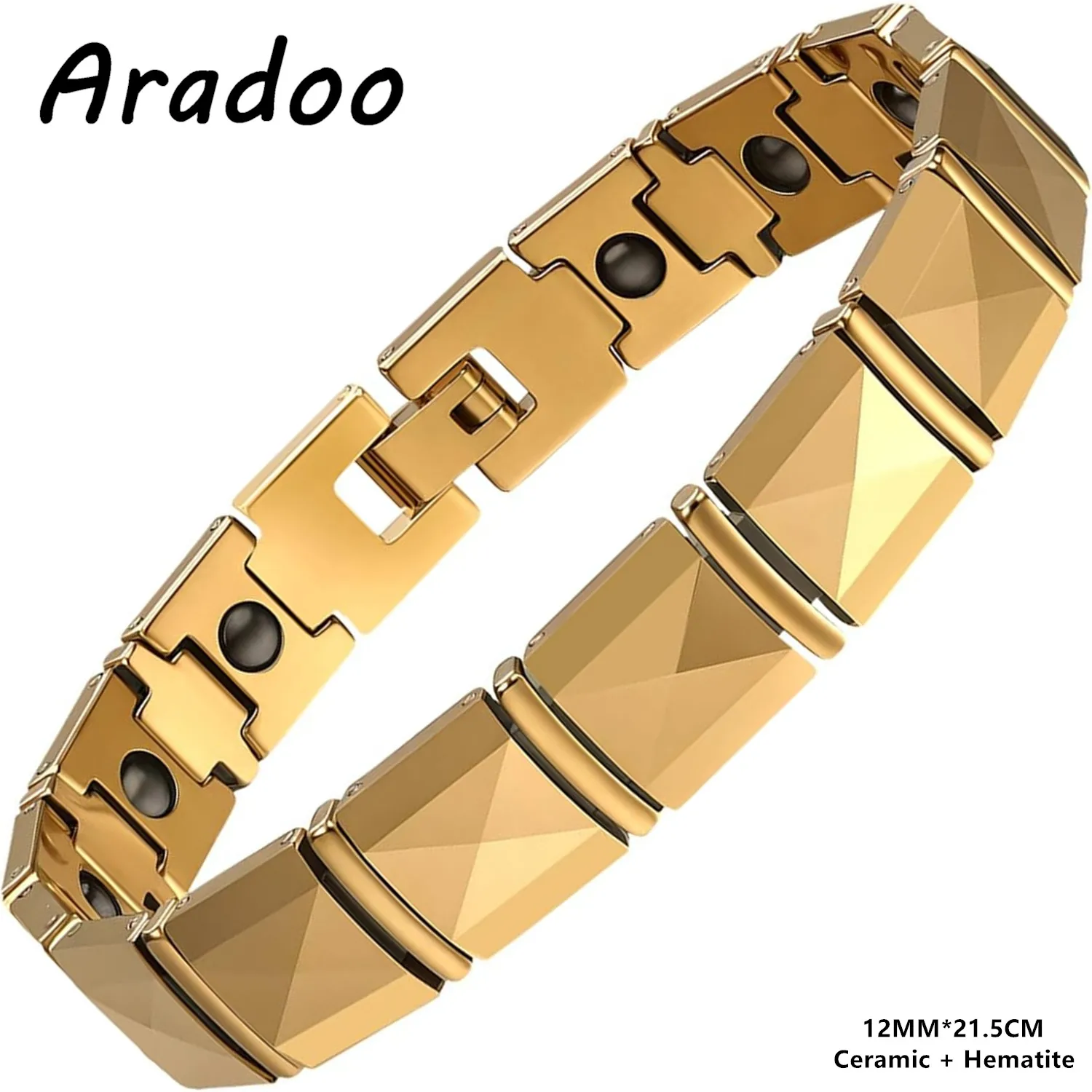 ARADOO Premium Ceramic Titanium Steel Bracelet with Pyramid-inspired Design Jewelry Gifts