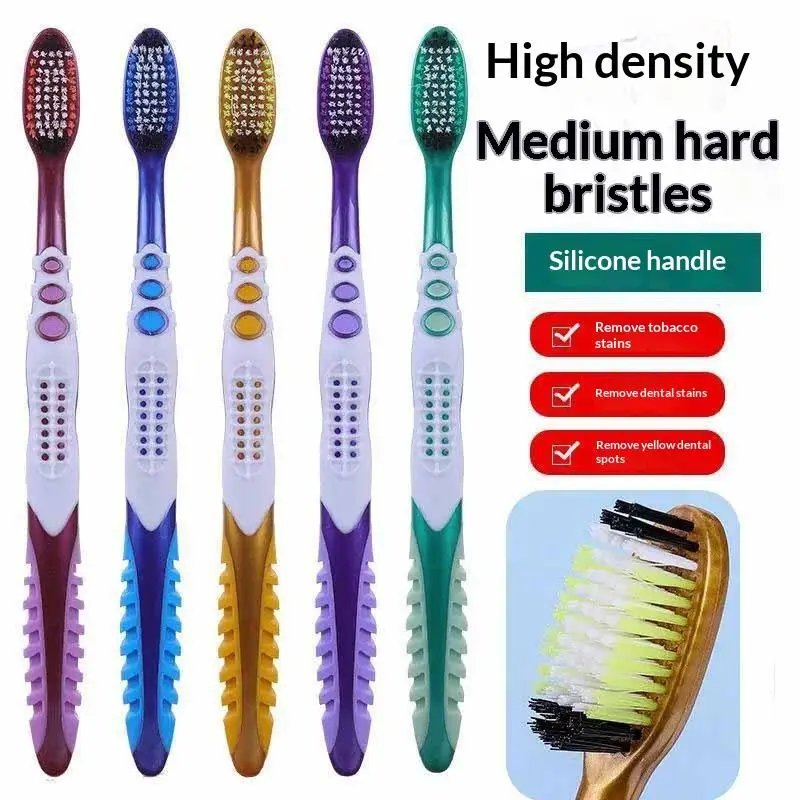 Hot Sale 5Pcs Colorful Manual Toothbrushes With Medium Hard Bristles And Ergonomic Non Slip Grip Perfect For Daily Oral Care